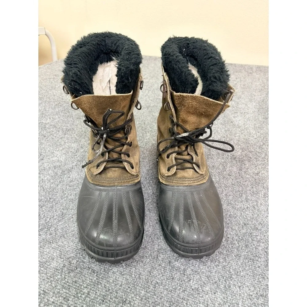 Sorel Boots Kauffman  Mens Brown Black Polar Winter Leather Steel Shank‎ Size 10